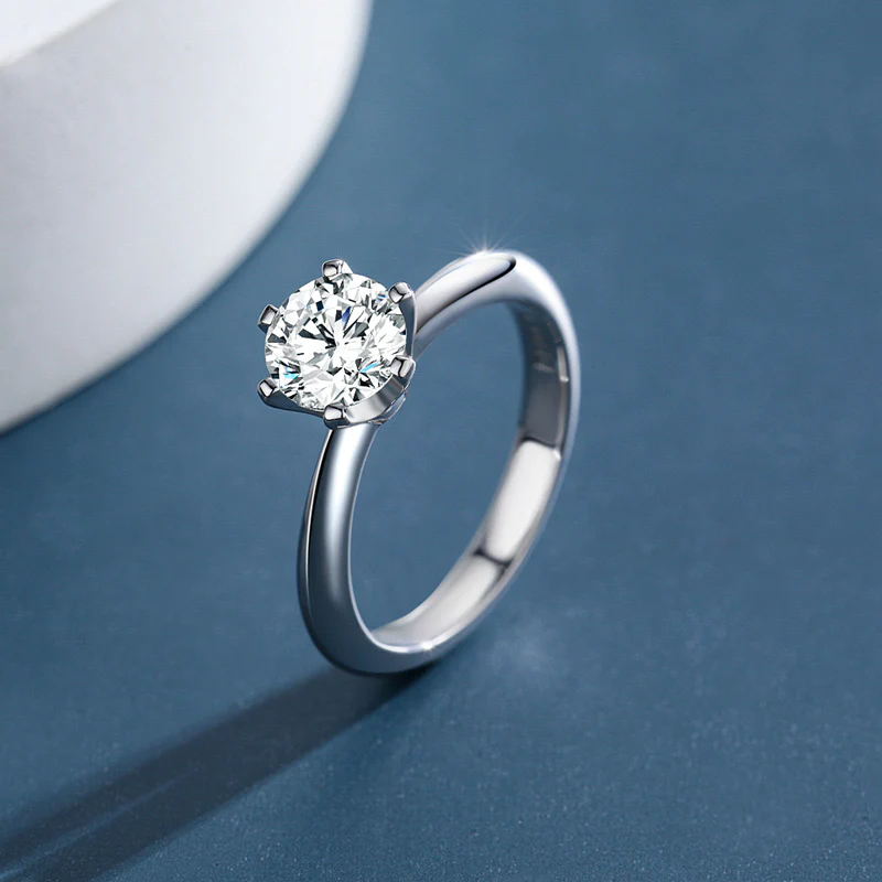 Classic 2.0 CT 6 Prong Round Cut Sterling Silver Engagement Ring Shineofdiamond
