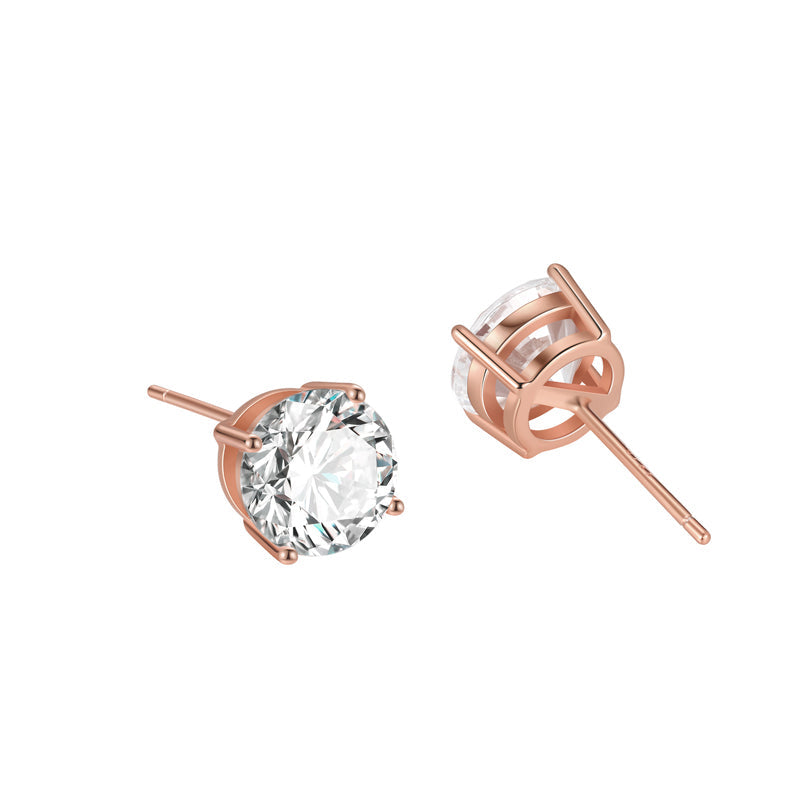 Three Tones Avaliable Classic Round Cut Stud Earrings shineofdiamond
