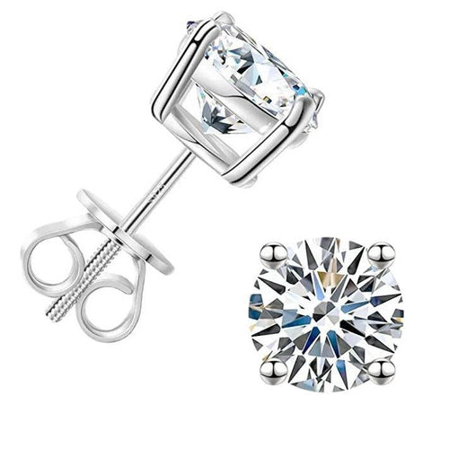 Gorgeous Round Cut Moissanite Stud Earrings In Sterling Silver shineofdiamond