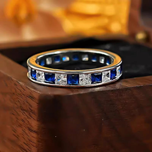 Sparkling Two Tone Design Paved Sterling Silver Band Carly Jewelry