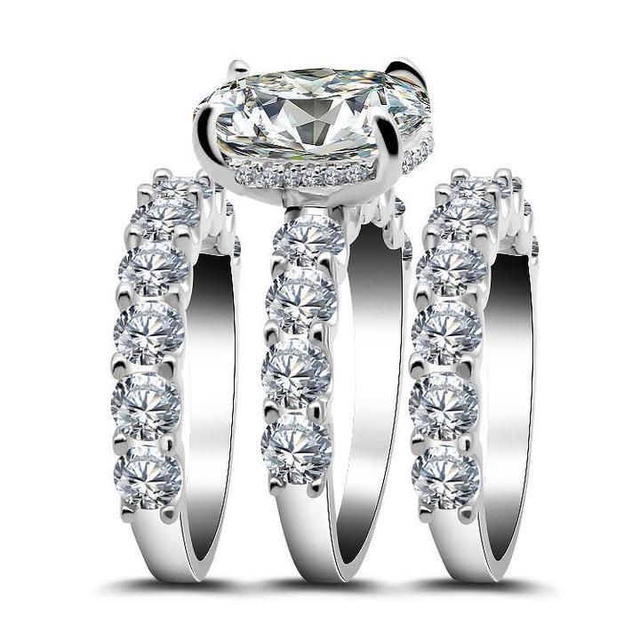 9.0CT 3pcs Oval Cut Bridal Set in Sterling Silver Shineofdiamond