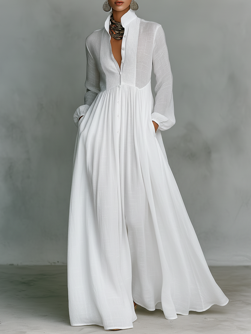 Serena™ | Flowing Button-Front Maxi Dress