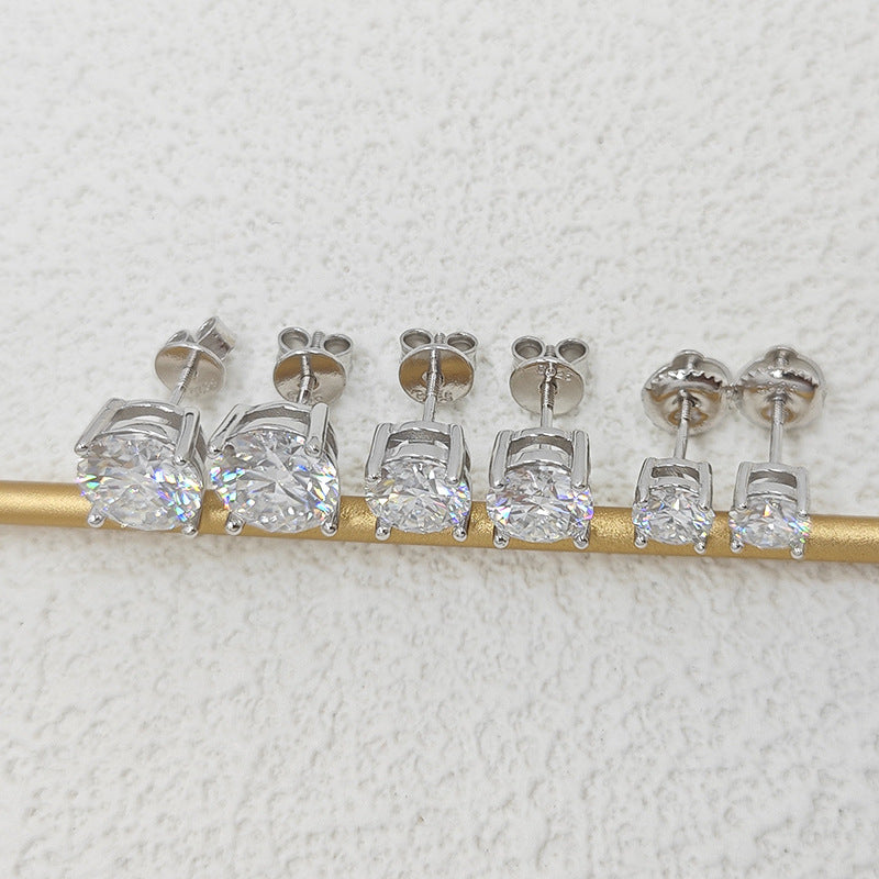 Gorgeous Round Cut Moissanite Stud Earrings In Sterling Silver shineofdiamond