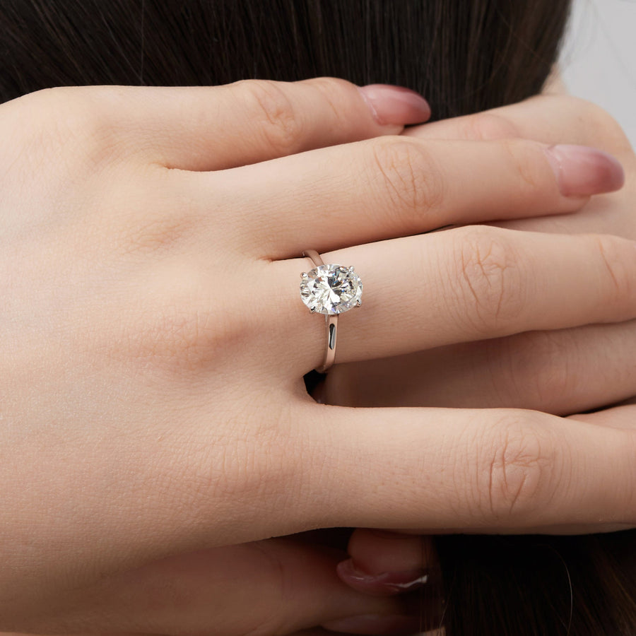 Oval Cut Solitaire Engagement Ring In Sterling Silver Shineofdiamond