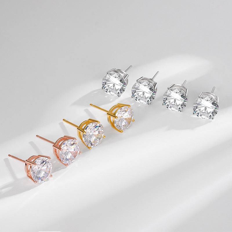 Three Tones Avaliable Classic Round Cut Stud Earrings shineofdiamond