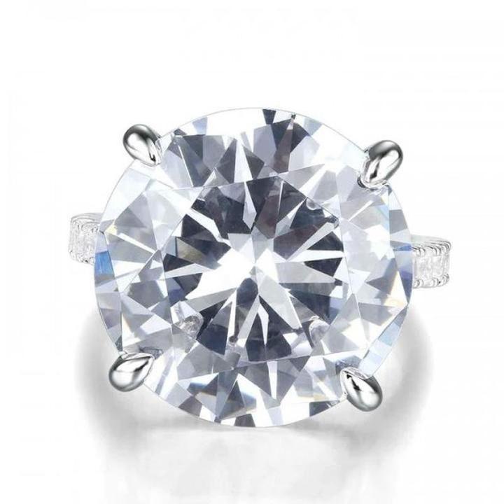8.0ct Sterling Silver Solitaire Engagement Ring Shineofidamond