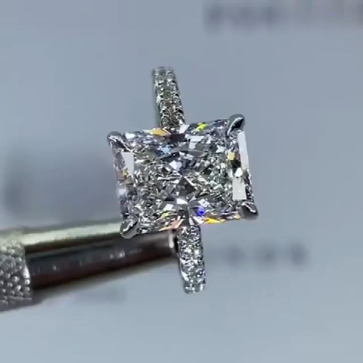 Radiant Cut Sterling Silver Engagement Ring Shineofdiamond