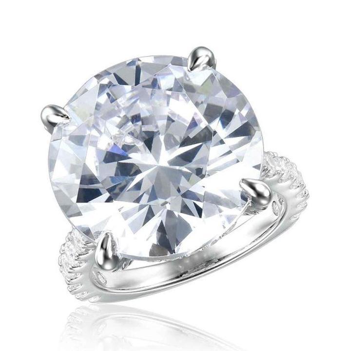 8.0ct Sterling Silver Solitaire Engagement Ring Shineofidamond