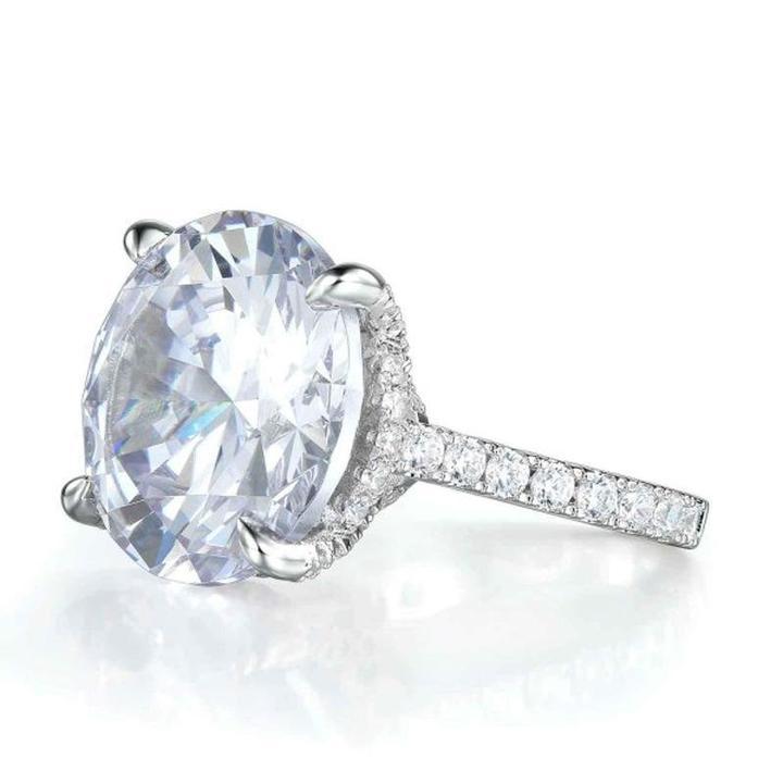 8.0ct Sterling Silver Solitaire Engagement Ring Shineofidamond