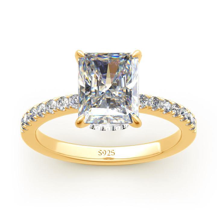 Radiant Cut Sterling Silver Engagement Ring Shineofdiamond