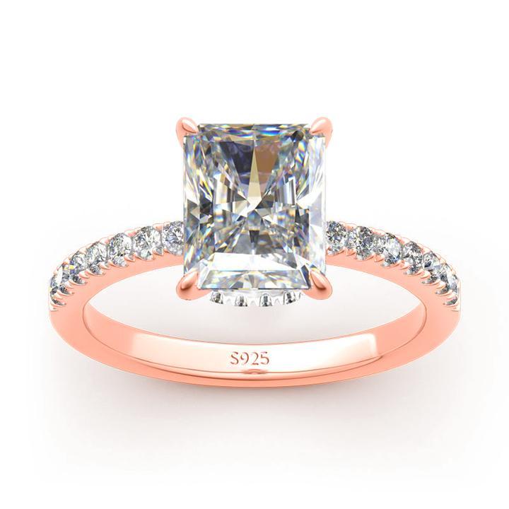 Radiant Cut Sterling Silver Engagement Ring Shineofdiamond