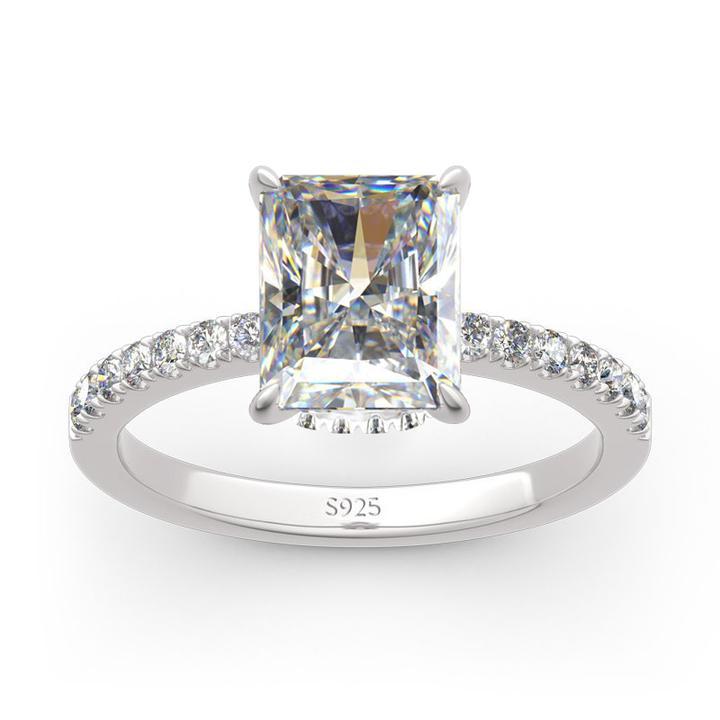 Radiant Cut Sterling Silver Engagement Ring Shineofdiamond