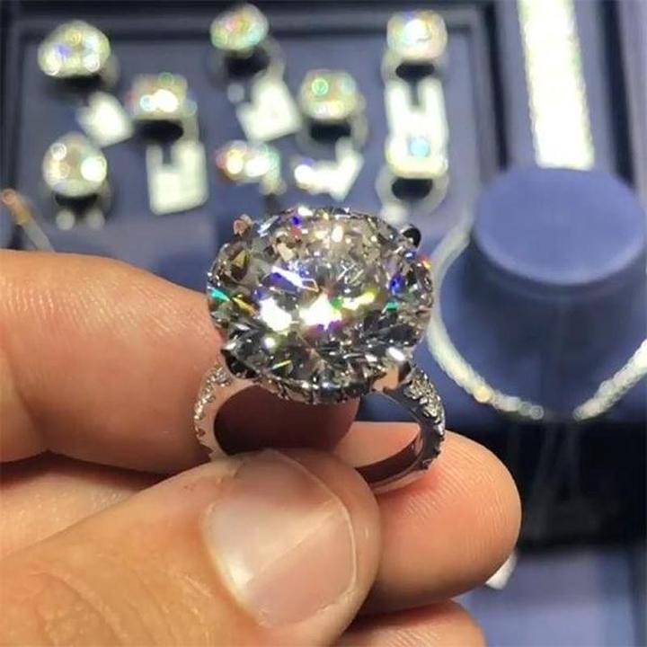 8.0ct Sterling Silver Solitaire Engagement Ring Shineofidamond