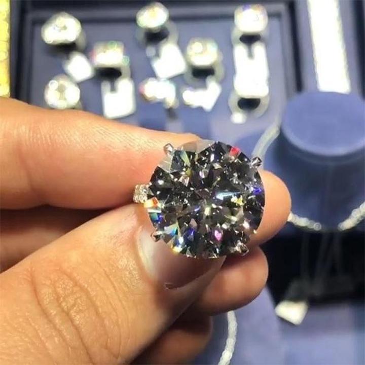 8.0ct Sterling Silver Solitaire Engagement Ring Shineofidamond