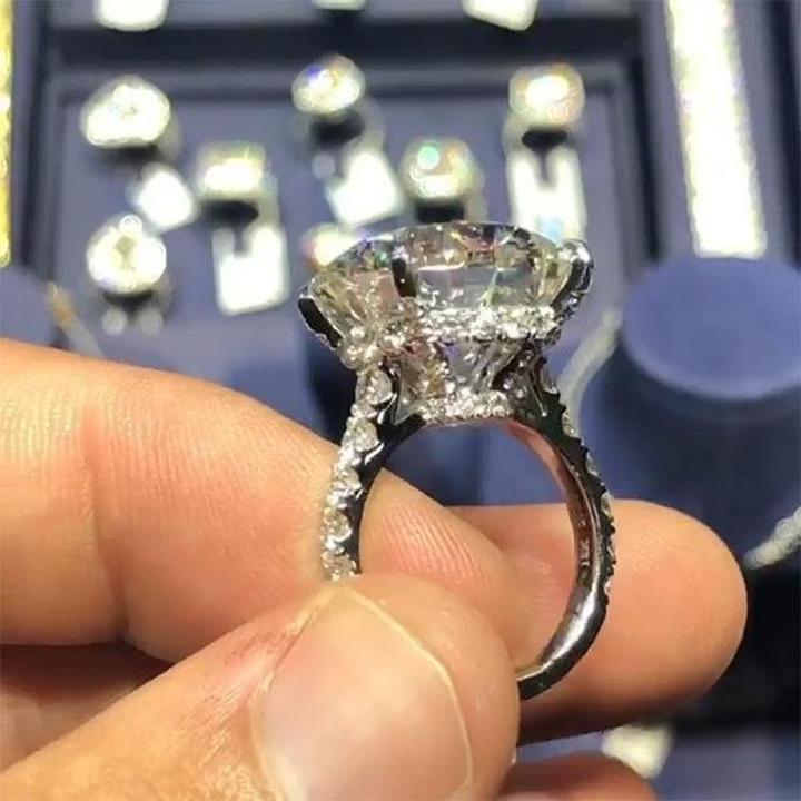 8.0ct Sterling Silver Solitaire Engagement Ring Shineofidamond