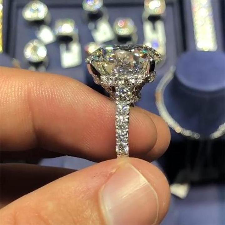8.0ct Sterling Silver Solitaire Engagement Ring Shineofidamond
