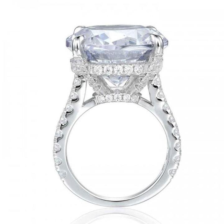 8.0ct Sterling Silver Solitaire Engagement Ring Shineofidamond