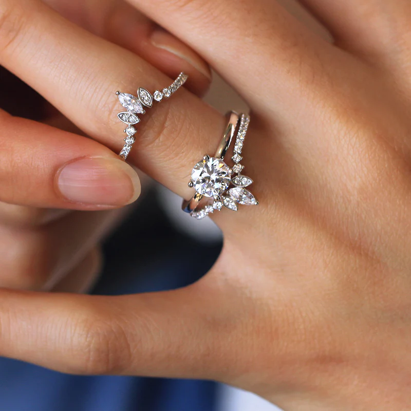 Vintage 3PCS Round Cut Solitaire Sterling Silver Wedding Bridal Set shineofdiamond