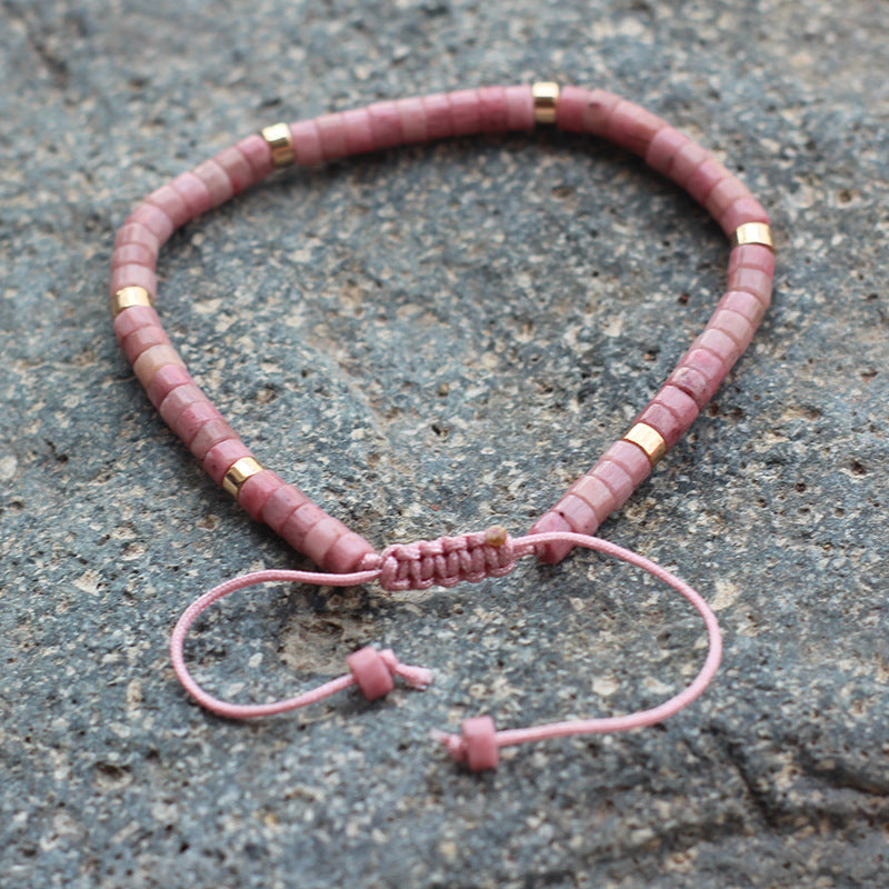 Adjustable Natural Stone Beaded Dainty Bracelet Shine of Diamond