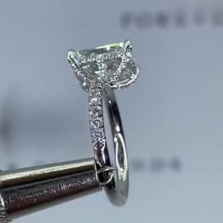 Radiant Cut Sterling Silver Engagement Ring Shineofdiamond