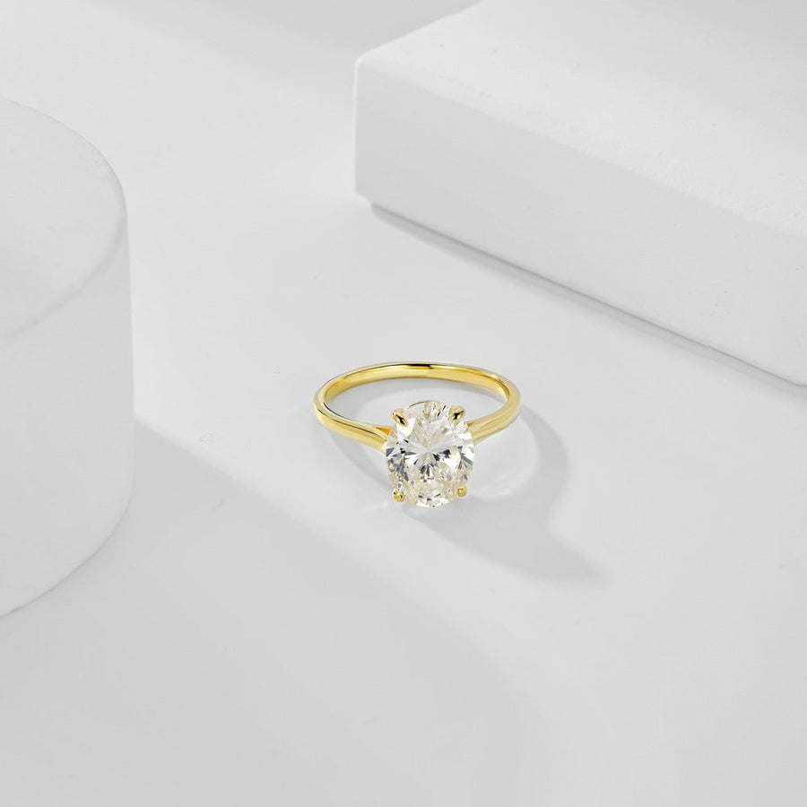 Oval Cut Solitaire Engagement Ring In Sterling Silver Shineofdiamond