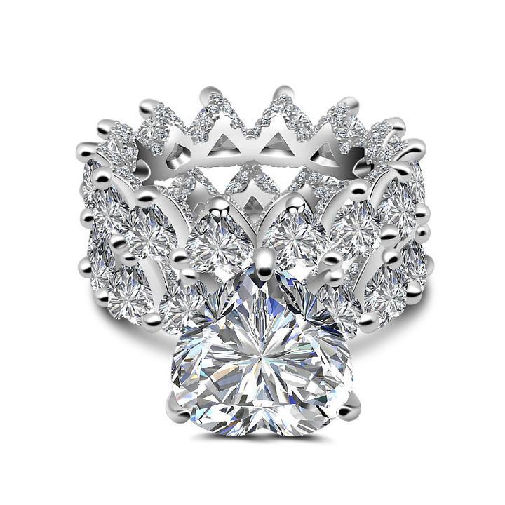 "Heart to Heart" Cut Sterling Silver Bridal Set Shineofdiamond
