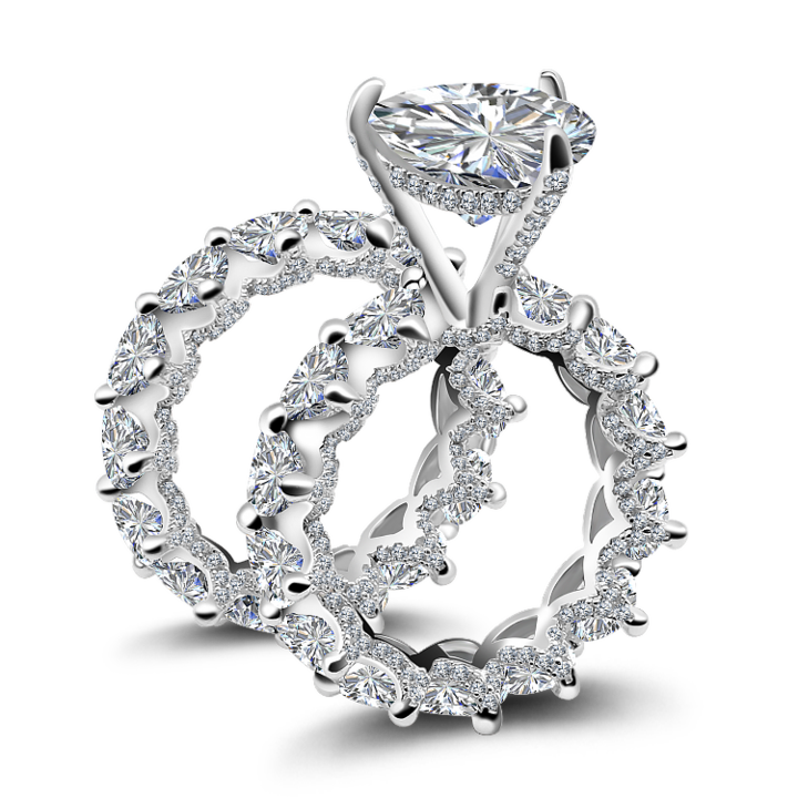 "Heart to Heart" Cut Sterling Silver Bridal Set Shineofdiamond