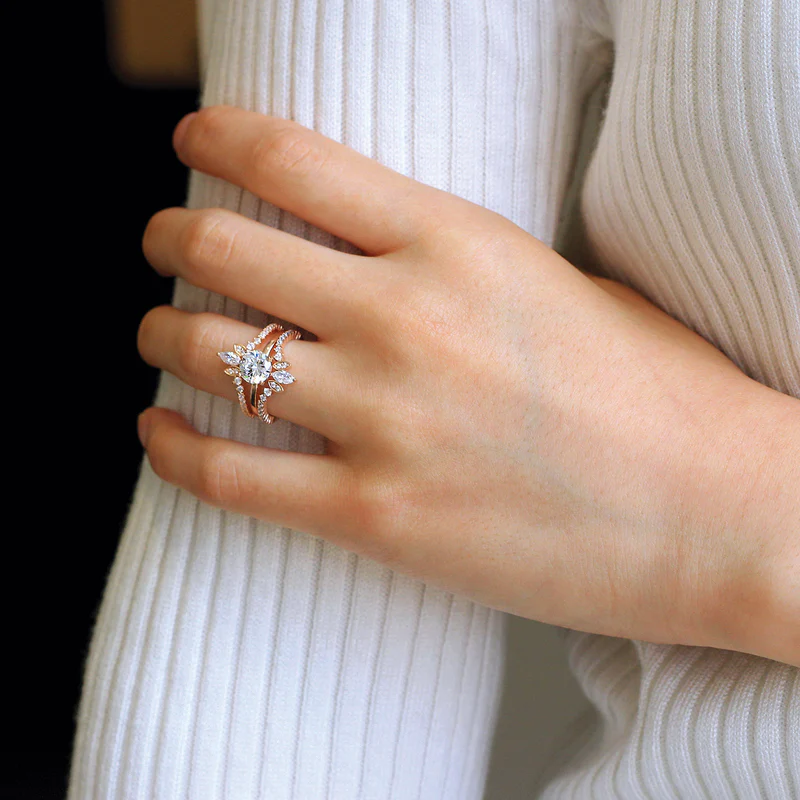 Vintage 3PCS Round Cut Solitaire Sterling Silver Wedding Bridal Set shineofdiamond