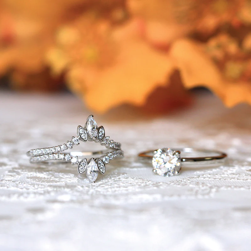 Vintage 3PCS Round Cut Solitaire Sterling Silver Wedding Bridal Set shineofdiamond