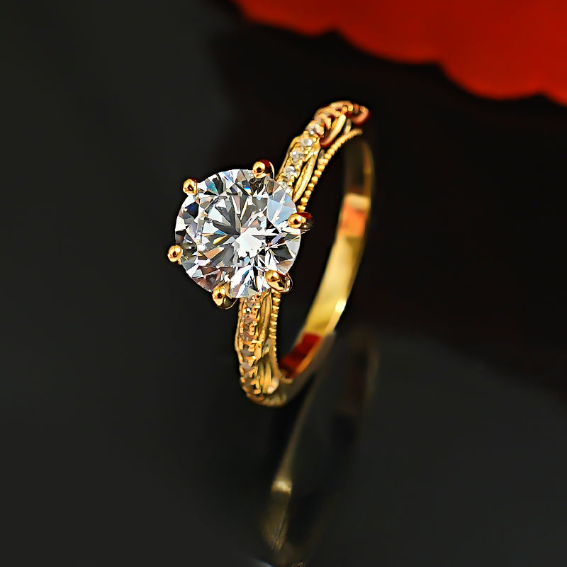 Retro Design 925 Silver Lace Engagement Ring Shine of Diamond