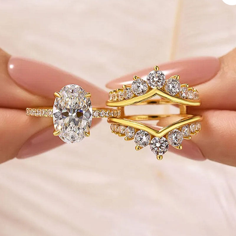 Stunning 2 PCS 4.0Ct Oval Cut Bridal Set Shine of Diamond