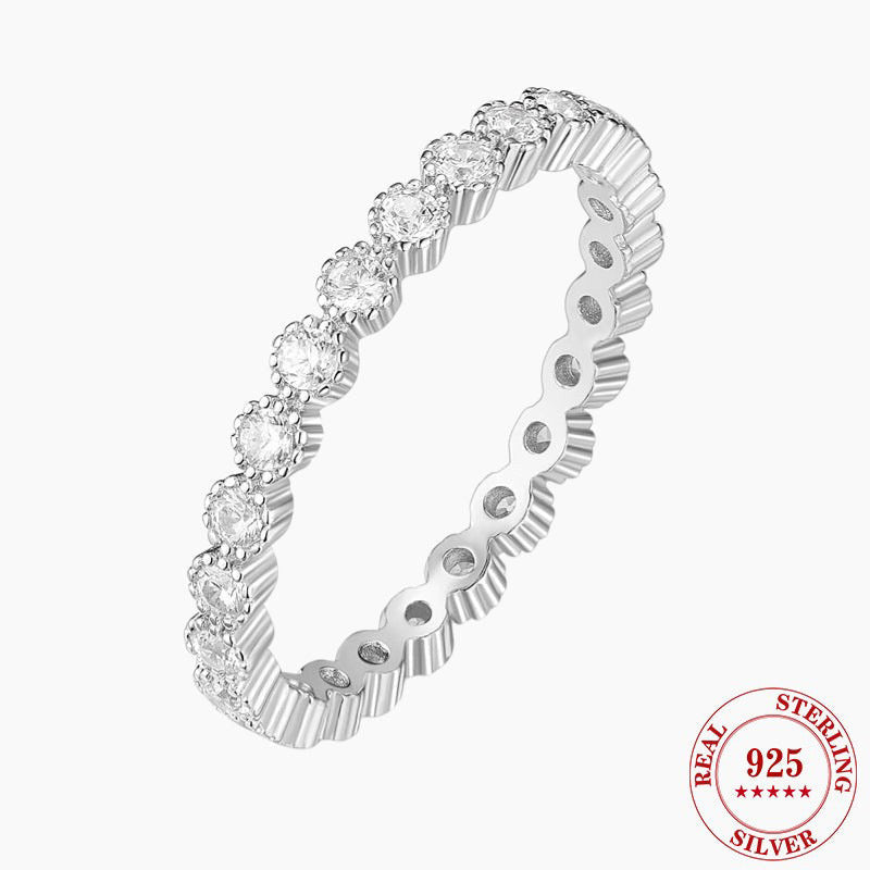 Eternity Round Cut Wedding Band In Sterling Silver Shineofdiamond