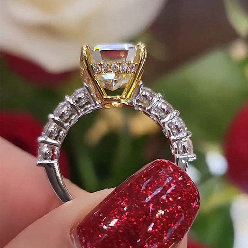 Two-tone Cushion Cut Yellow Gemstone Engagement Ring In Sterling Silver shineofdiamond