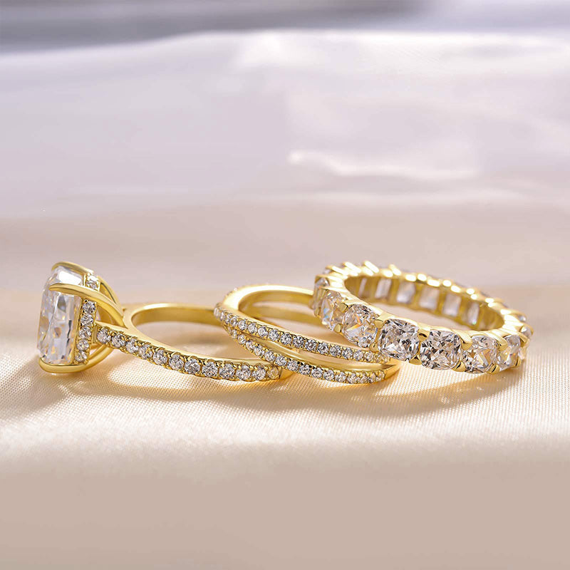 Sale | Luxury 3PC Cushion Cut Bridal Set In Sterling Silver hot