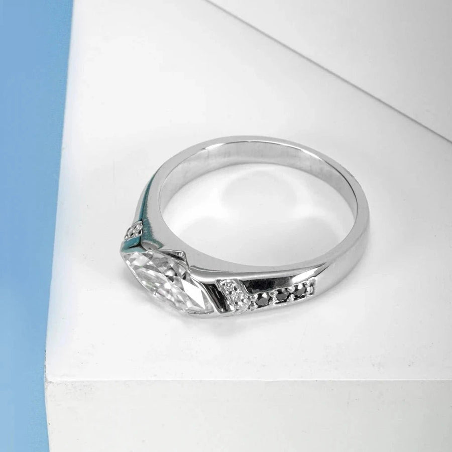 Exquisite Moissanite 1.0ct Marquise Cut Sterling Silver Engagement Ring Shineofdiamond