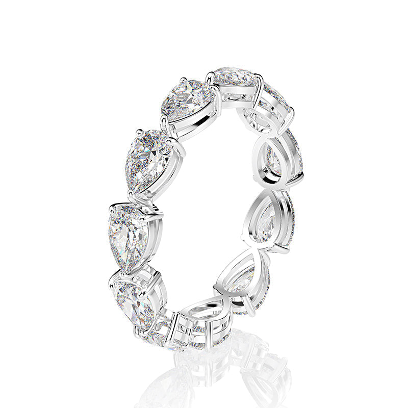 Exquisite Pear Cut Full Eternity Sterling Silver Wedding Band Shineofdiamond