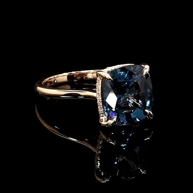4.0CT Rose Gold Cushion Cut Blue Sapphire Sterling Silver Engagement Ring Shineofdiamond