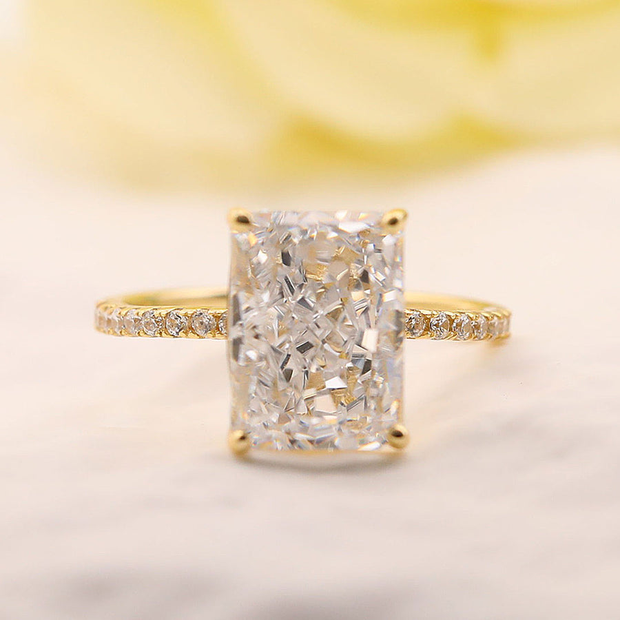 2PCS Radiant Cut Art Carved Bridal Ring Set shineofdiamond