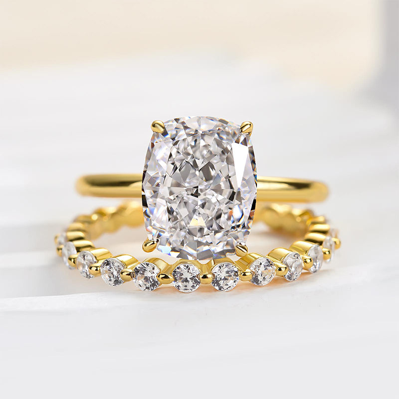 Crushed Ice Cushion Cut Sterling Silver Bridal Set shineofdiamond
