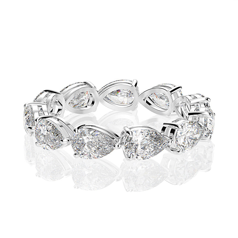 Exquisite Pear Cut Full Eternity Sterling Silver Wedding Band Shineofdiamond