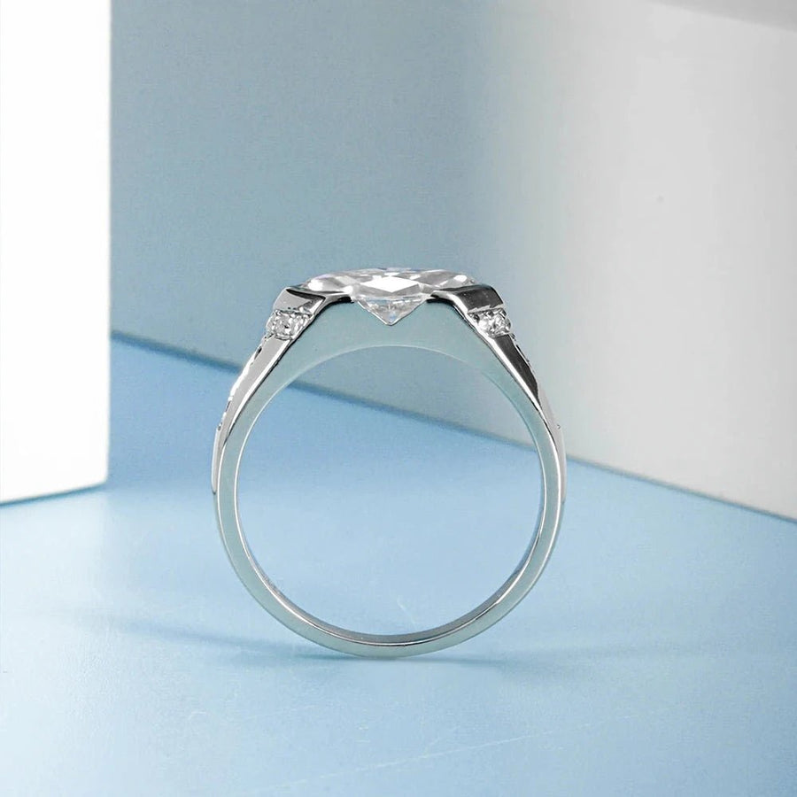 Exquisite Moissanite 1.0ct Marquise Cut Sterling Silver Engagement Ring Shineofdiamond