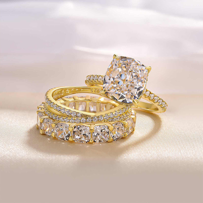 Sale | Luxury 3PC Cushion Cut Bridal Set In Sterling Silver hot