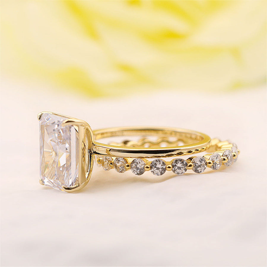 Stunning Radiant Cut Bridal Set In Sterling Silver Shineofdiamond