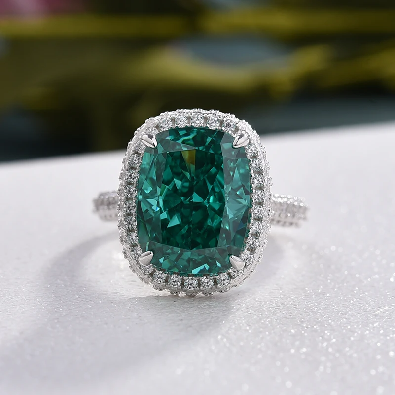 Gorgeous Halo Cushion Cut Paraiba Tourmaline Engagement Ring Shineofdiamond