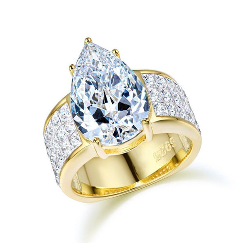 Stunning 5.0ct Wide Shank Pear Cut Engagement Ring Shineofdiamond