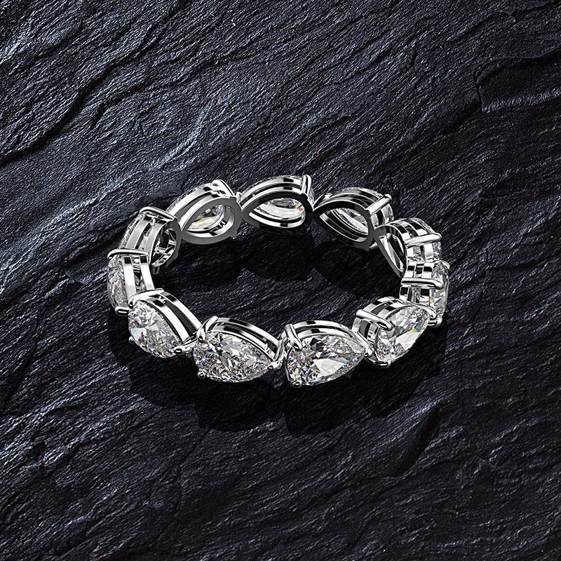 Exquisite Pear Cut Full Eternity Sterling Silver Wedding Band Shineofdiamond