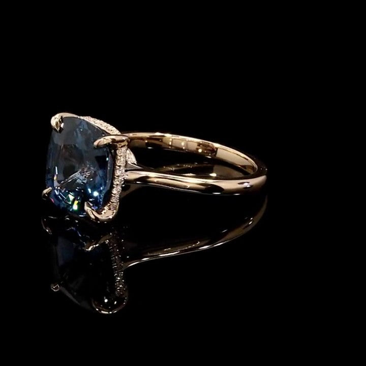 4.0CT Rose Gold Cushion Cut Blue Sapphire Sterling Silver Engagement Ring Shineofdiamond