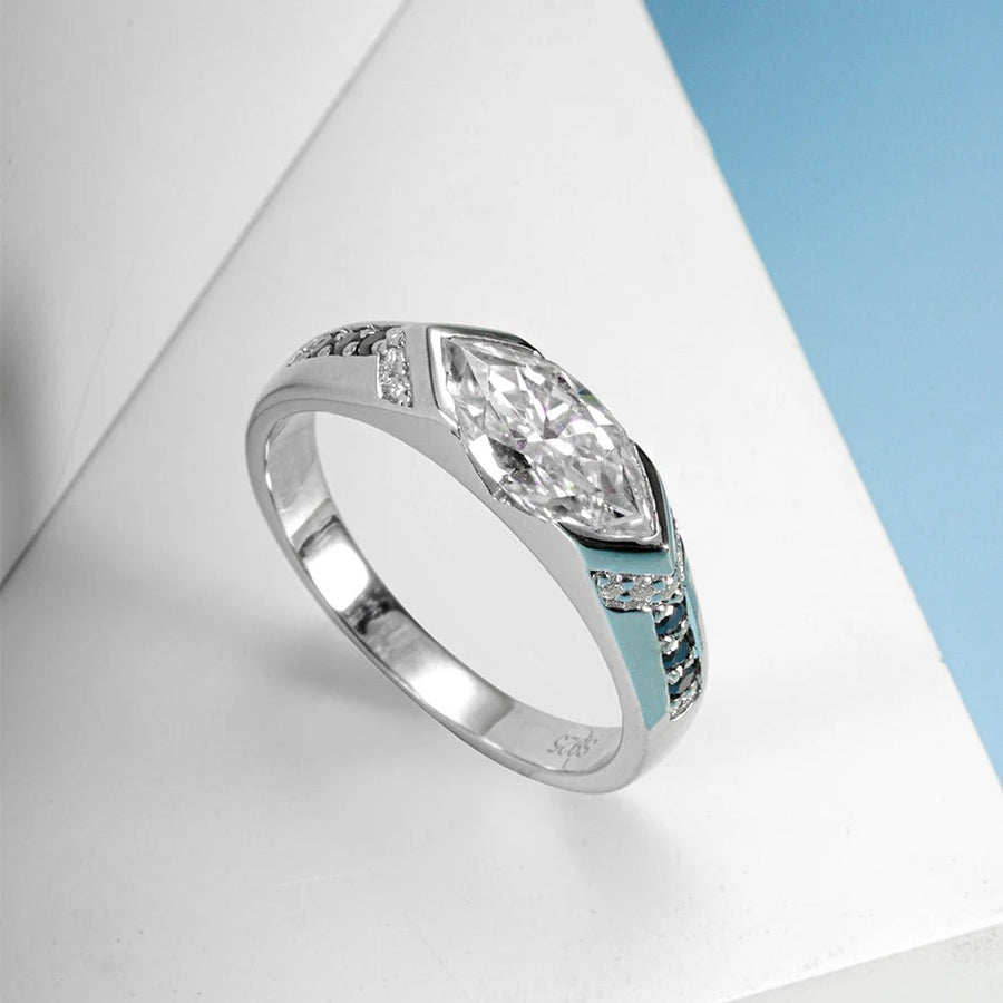 Exquisite Moissanite 1.0ct Marquise Cut Sterling Silver Engagement Ring Shineofdiamond