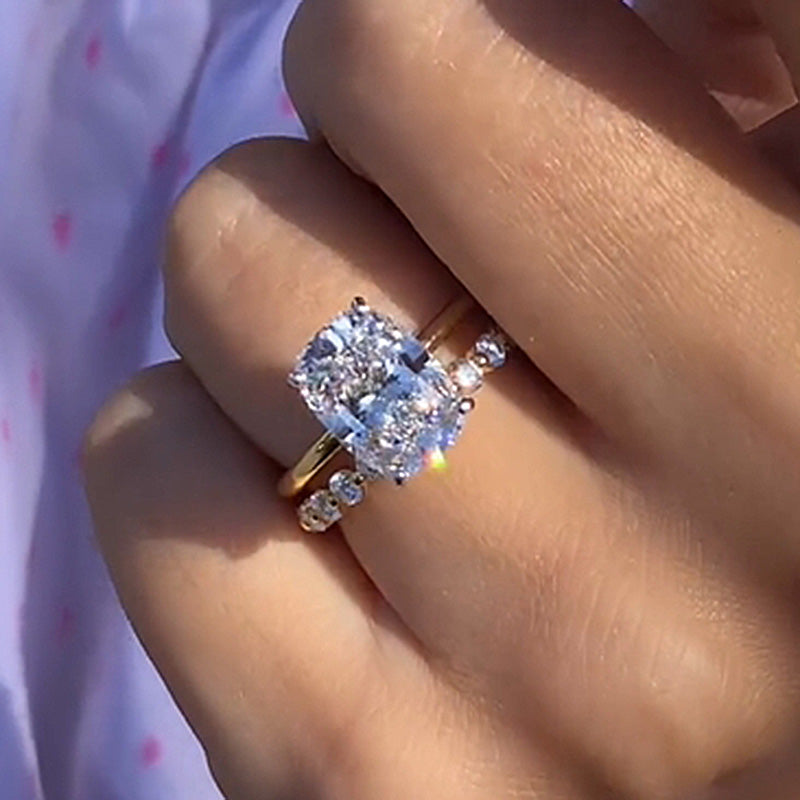 Crushed Ice Cushion Cut Sterling Silver Bridal Set shineofdiamond