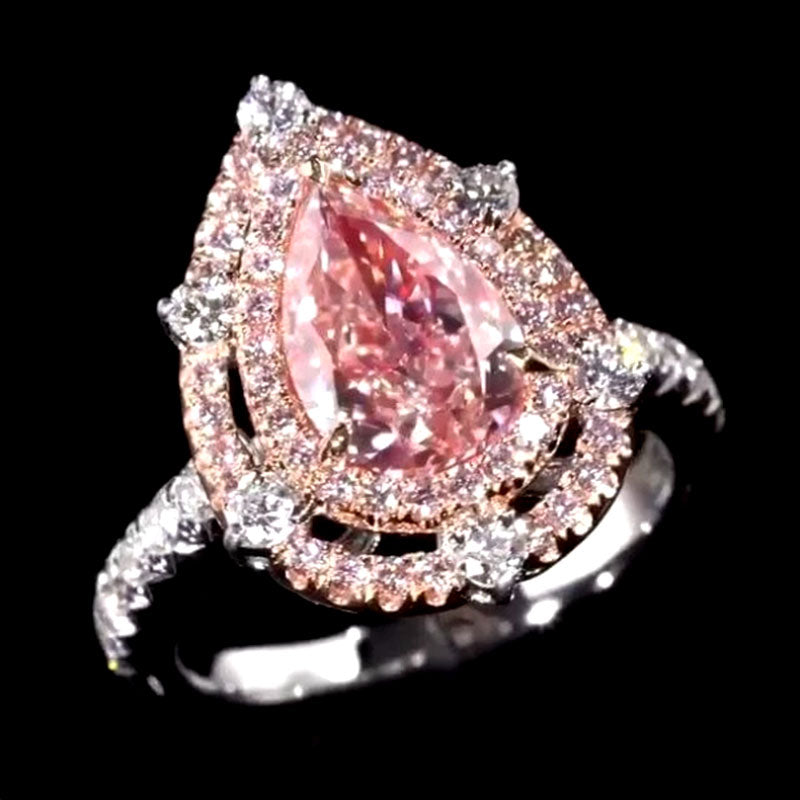 Double Halo Pear Cut 925 Sterling Silver Engagement Ring Shineofidamond